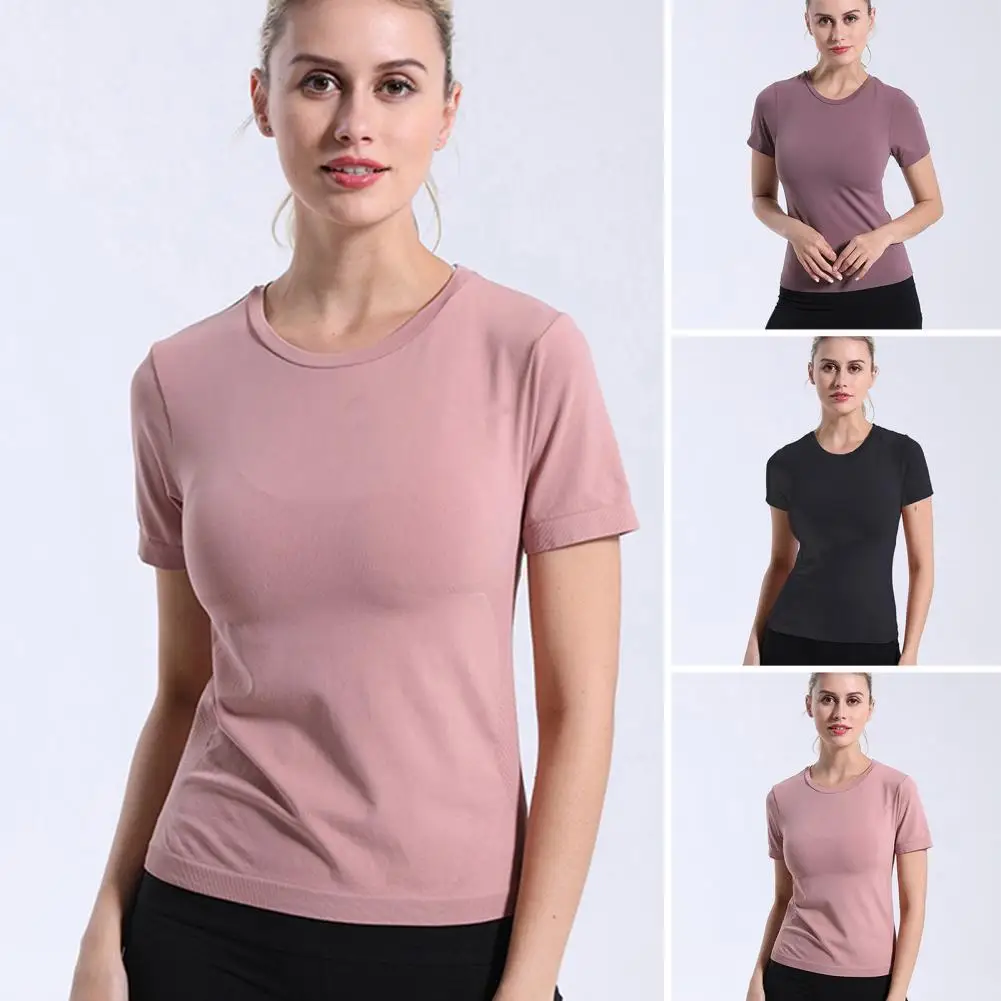 Workout Top Women Yoga Top High Elasticity Yoga for Women Soft Breathable Sweat Absorption T-shirt with Quick Dry Technology