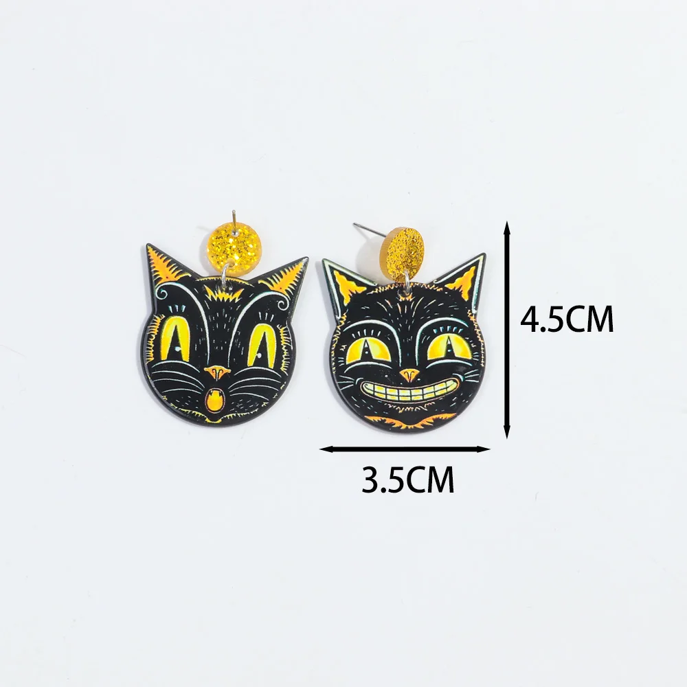 YAYAKO Cute Acrylic Anime Cat Earrings - Lightweight Dangle Charm Earrings For Cat Lovers (Black, Multicolor 394) - View #5