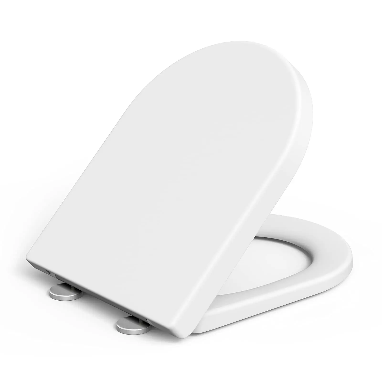 D-Form Soft-Close Toilettensitz mit Schnellverschluss aus Duroplast, Hochbelastbar bis 150KG, Universeller Toilettendeckel mit Edelstahl-Scharnieren – Detail 5