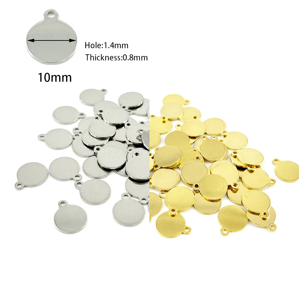 100 Stück/Los, personalisierbare Anhänger aus Edelstahl, Blanko-Stempel-Hundemarken, Charms, Stahl, goldfarben, personalisierbar, Lasergravur, LOGO – Detail 10