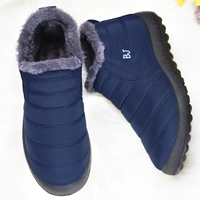 Fashion Winter Men Boots Non Slip Snow Boots with Fur Lightweight Keep Warm Mens Ankle Boots Flats Male Cotton Shoes Botas - 6