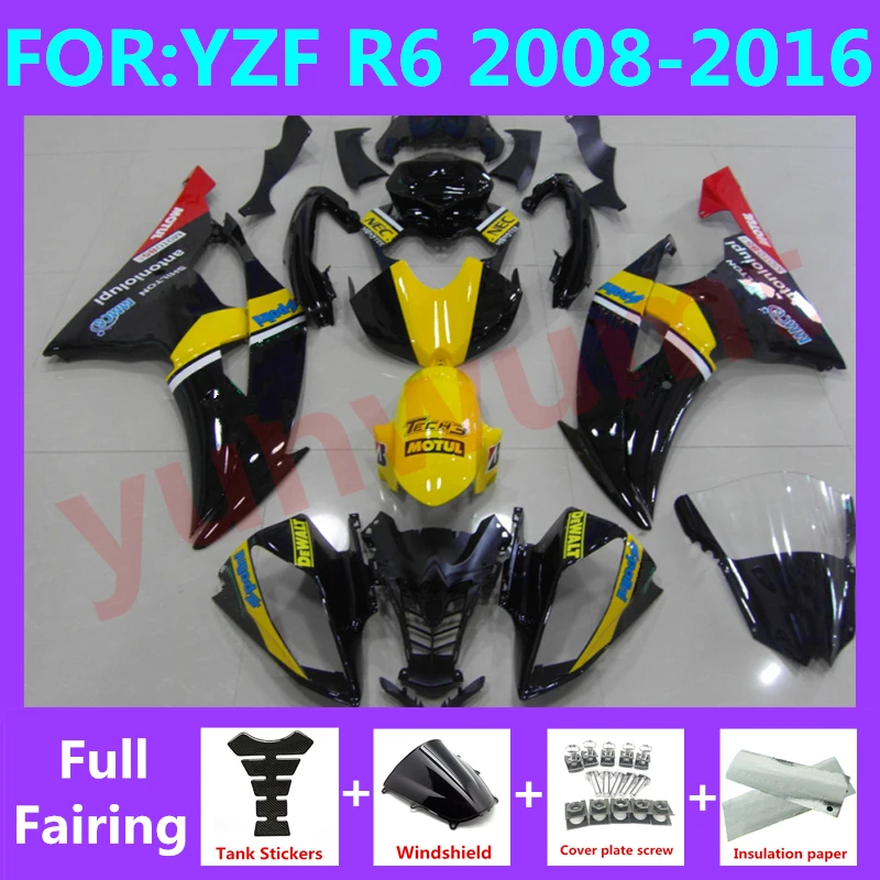 

Motorcycle full Fairing Kit fit For YZF R6 2008 2009 2010 2011 2012 2013 2014 2015 2016 YFZ-R6 Bodywork Fairings yellow black