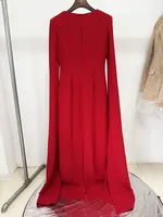 HIGH STREET Newest 2026 Designer Vestido Women's Diamonds Beaded  Cape Sleeve Floor Length Maxi Long Dress - Image 3