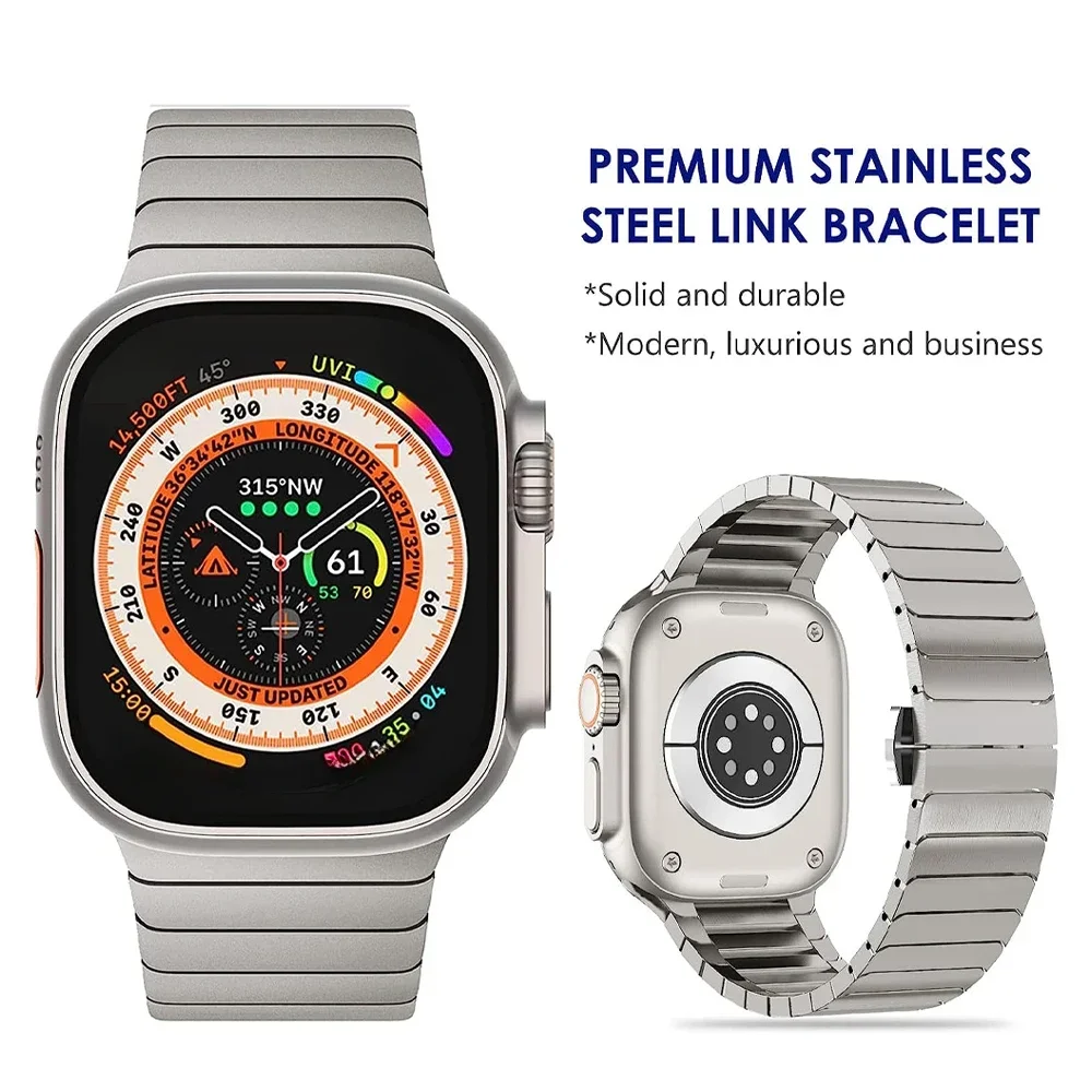 Sleek Titanium Stainless Steel Watch Band - Universal Fit, Bracelet Style