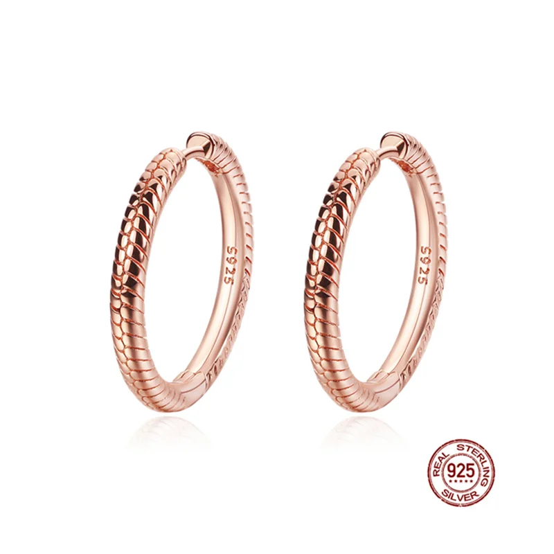 trendy clay earrings Hot 925 Sterling Silver Rose Gold Series Hoop Earrings For Women Earring Pendientes Plata De Ley 925 Original Earrings Jewelry Trendy Earrings luxury Trendy Earrings