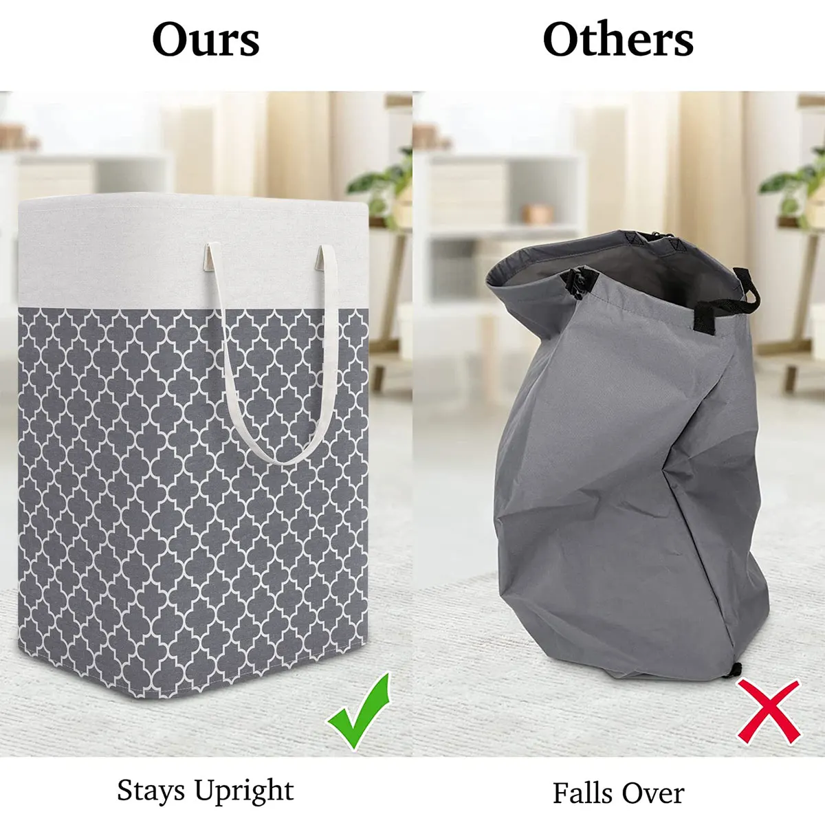 Foldable Cotton Linen Laundry Basket for Home Storage