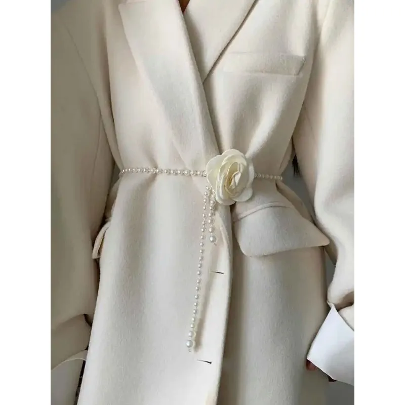 Camellia Decorative Waist Belt for Dress Coat Jacket
