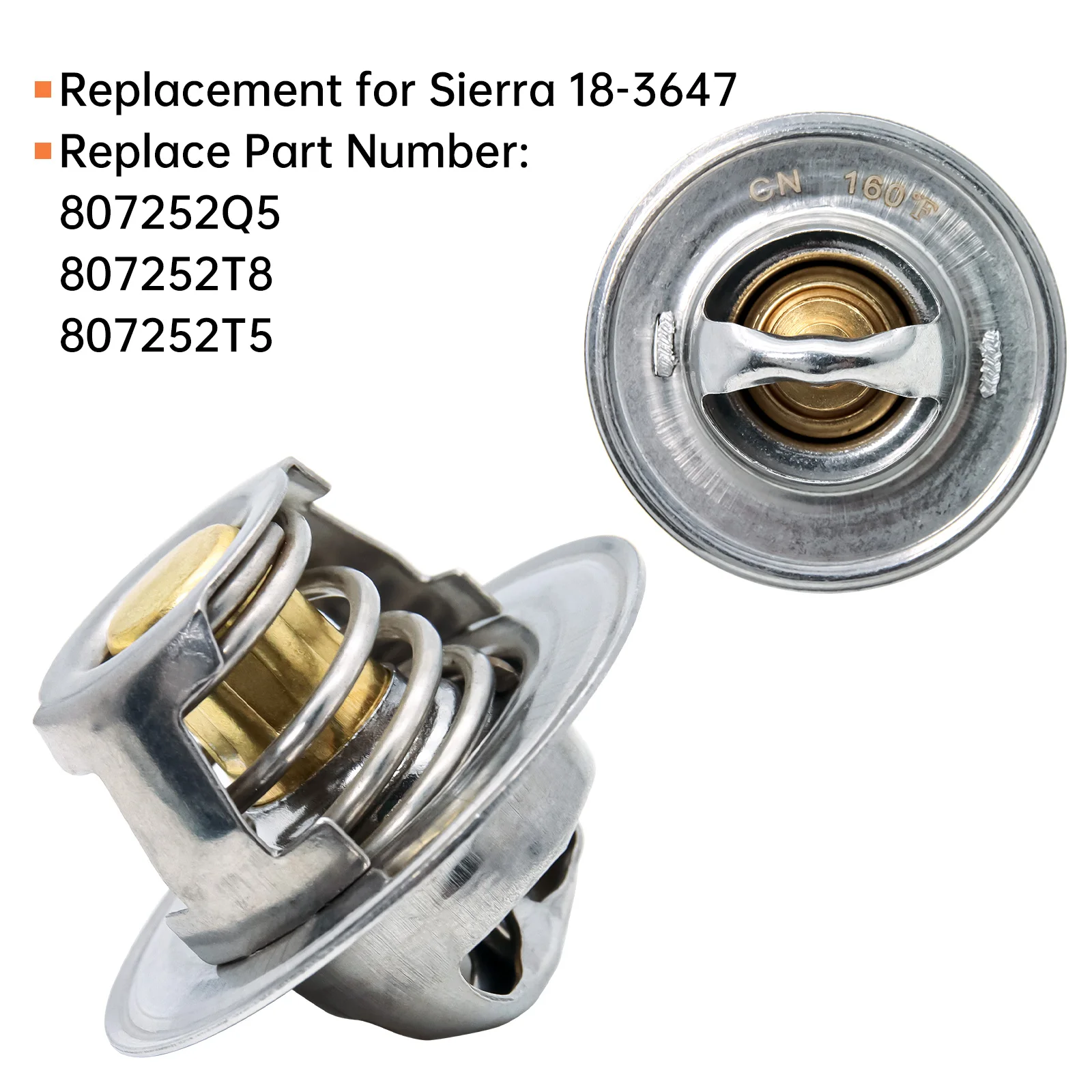 807252Q5 Thermostat Kit 160° with Plastic Sleeve for MerCruiser V6 V8 4.3L 5L 5.