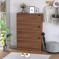 Shoe Cabinet with 3 Flip Drawers, Slim Narrow Shoe Storage Cabinet, Freestanding Shoe Organizer with Adjustable 3