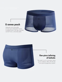 4 pairs of men's underwear ice silk half mesh summer burst four corner underpants sports mesh breathable boxer shorts 2