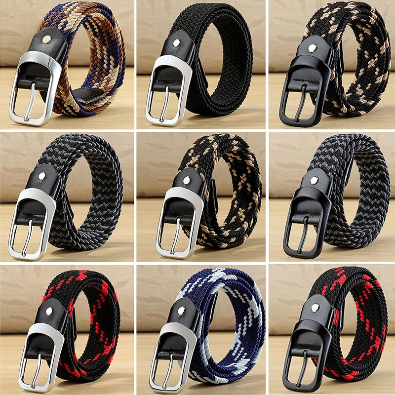 

Apparel Accessory Pin Buckle Braided Stretch Golf Elastic Woven Casual Waist Without Hole Luxury Belt For Jeans