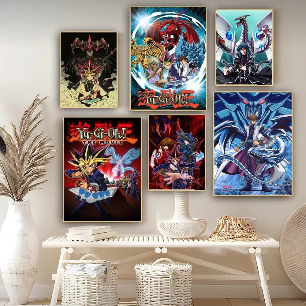 Duel Monsters Yugioh Anime Poster Poster Artistico Autoadesivo Retro Kraft Paper Sticker Fai Da Te Room Bar Vernice Decorativa Vintage