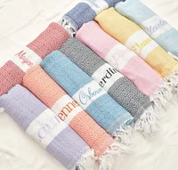 Personalize Towel, Bachelorette Party Favor, Name and Logo Embroidery, Personalized Turkish Beach Towel, Bridesmaid Gift for Her 1