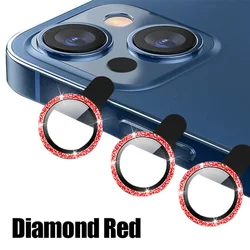 Premium Camera Lens Protector Glass with Metal Ring Film - iPhone 15 Pro Max (Diamond Red)