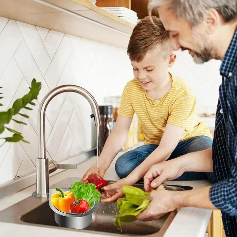 Stainless Steel Swan Sink Strainer Basket Removable Goosehead Storage Drainage Basket Kitchen Fruit Vegetable Hanging Drain Rack