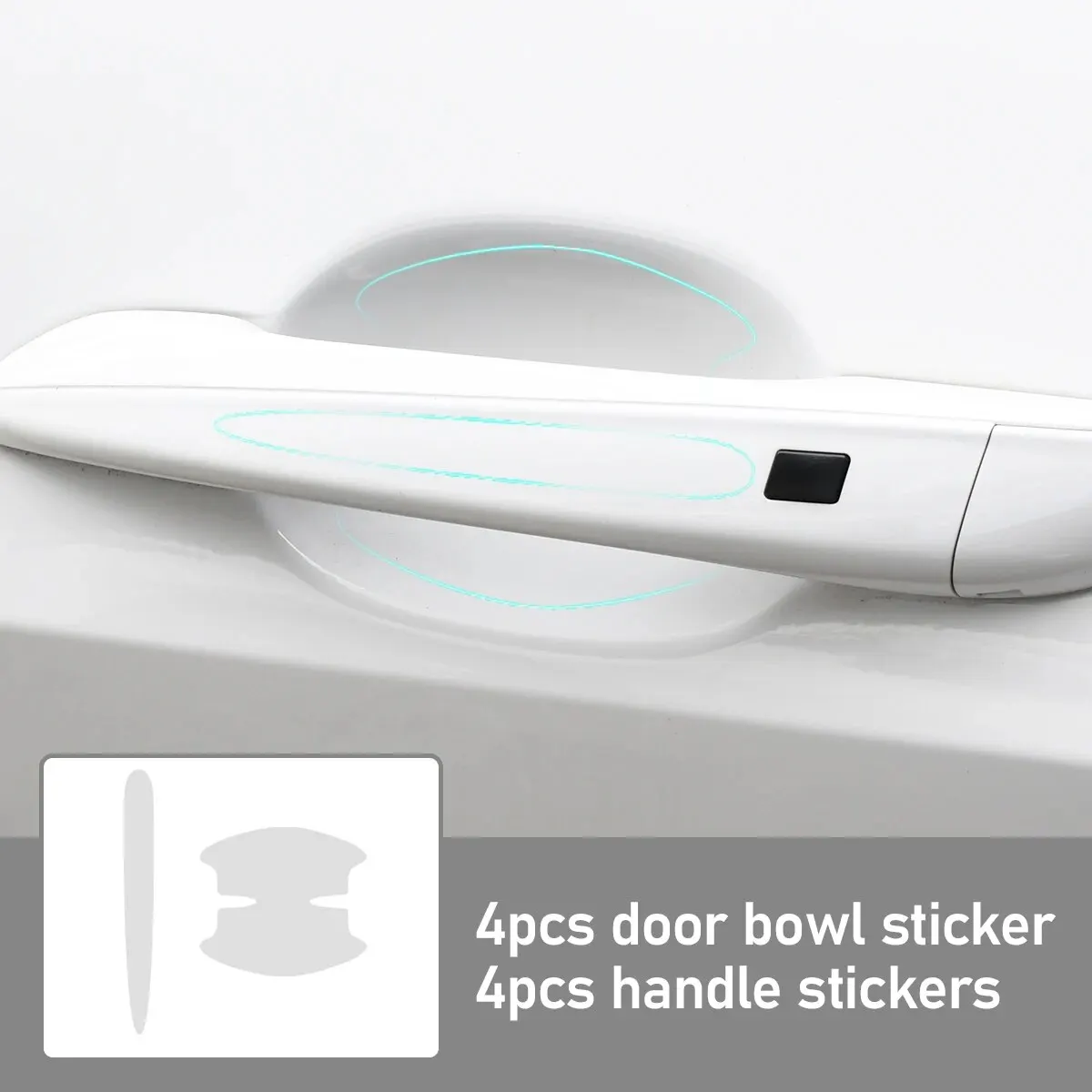 Car Stickers 8Pcs TPU Car Door Bowl Anti-scratch Clear Door Bowl Handle Protection Paint Surface Film