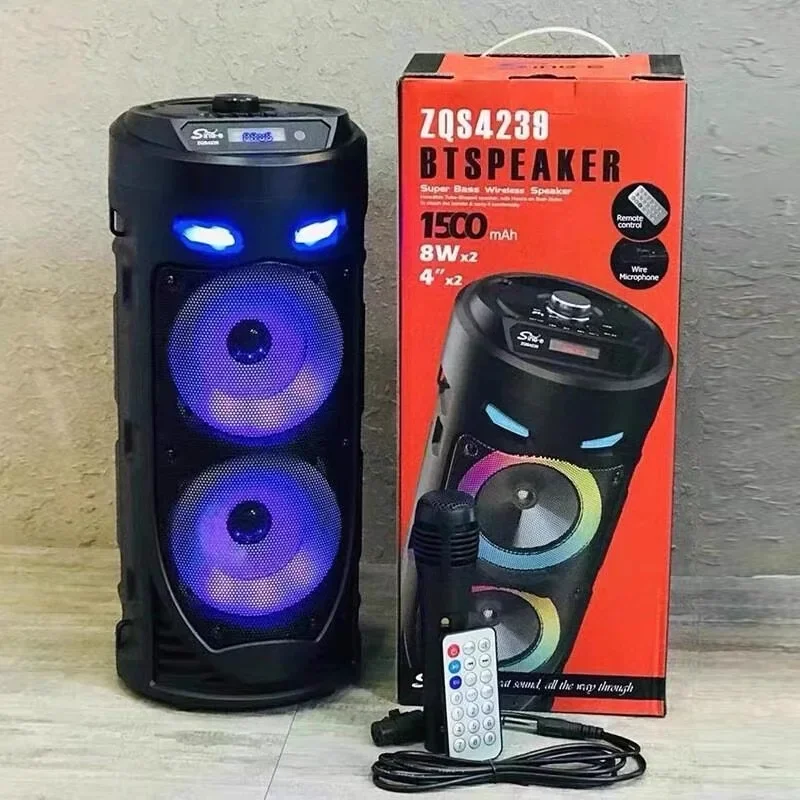 

High Power Dual Horn LED Color Flash Party DJ Sound Box Outdoor Portable Karaoke Bluetooth Speaker With Microphone Caixa De Som