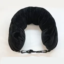 Deluxe Adjustable Travel Pillow with Storage Pouch - Comfortable & Lightweight Neck Support (Black)