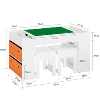 SoBuy KMB75-W Table pour enfants avec 2 chaises, ensemble table et chaise pour enfants, groupe de sièges pour enfants avec rangement, table de jeu, blanc, 87x50x50cm 3
