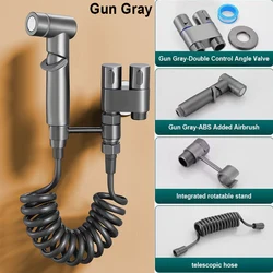 Hygienic Wall-Mounted Shower Toilet Bidet Sprayer with Double Outlet Valve - G1/2 (Gun gray suit)