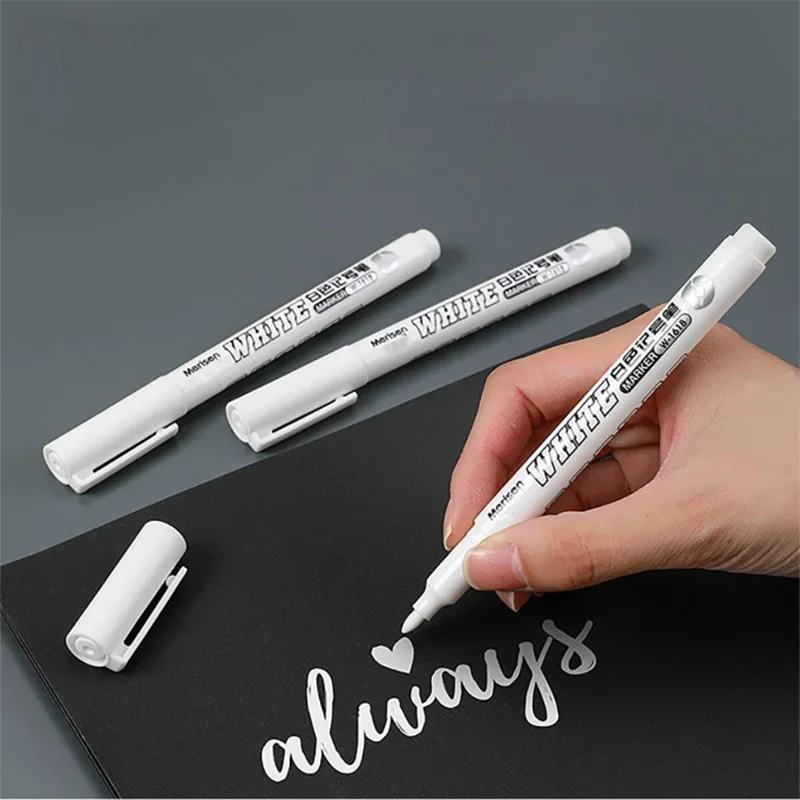 12pc White Marker Pen Alcohol Paint Oily Waterproof Tire Painting Graffiti Pens Permanent Gel Pen For Fabric Wood Leather Marker