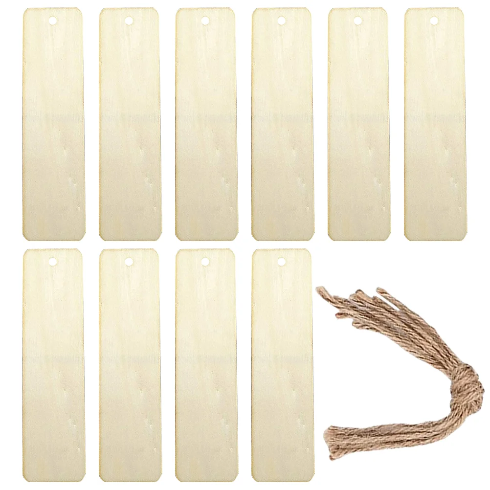 

Wooden Unpainted Diy Crafting Blank Bookmark Rectangle for DIY with Rope Unpainted Unfinished Bookmarks