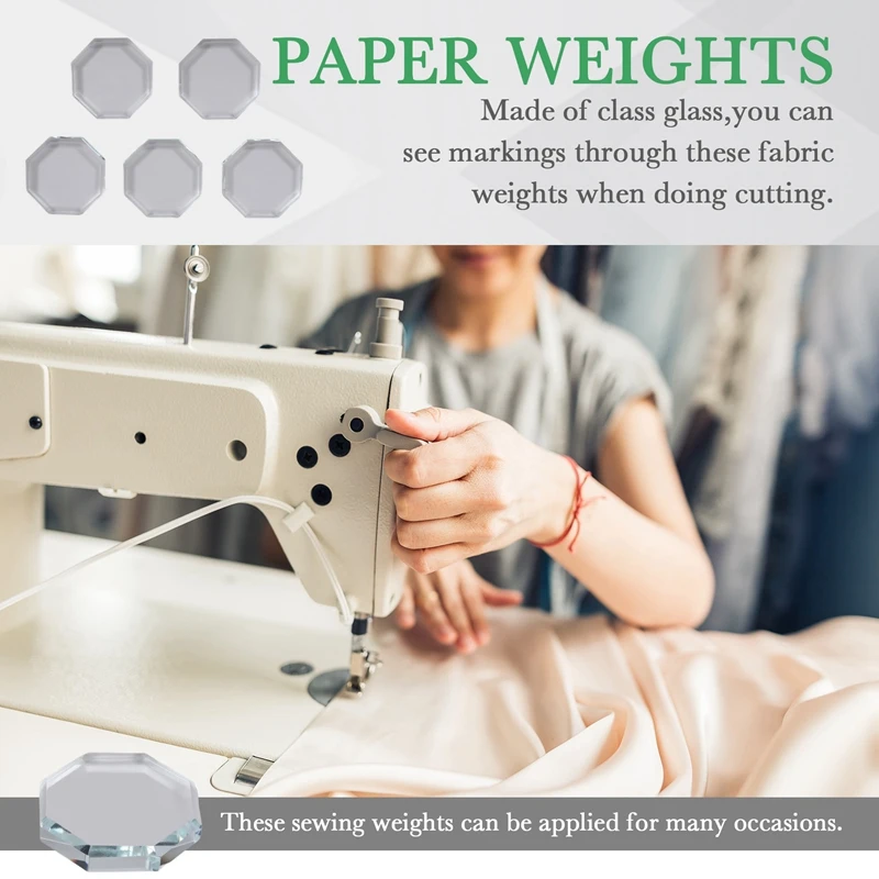 A15F-5PCS Glass Pattern Weights For Sewing, Fabric Sewing Weight Cloth Dressmaking Pattern Making And Sample Cutting Weights
