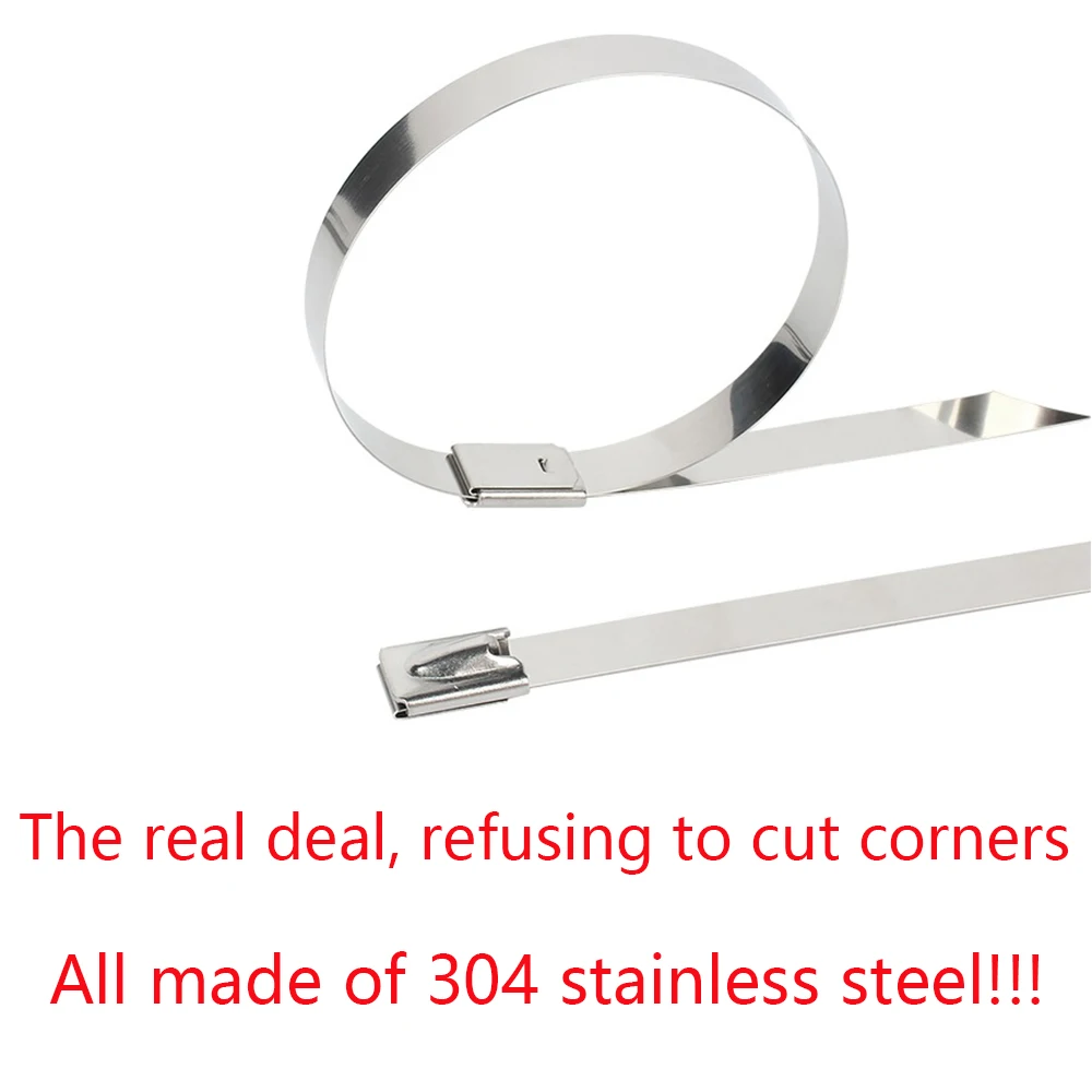 Description Picture 4 of itemZip Ties 304 Stainless Steel Cable Ties 10Pcs 4.6mm 5 Self-locking Wire Plastic Metal Strap for Exhaust Wrap Multi-Purpose