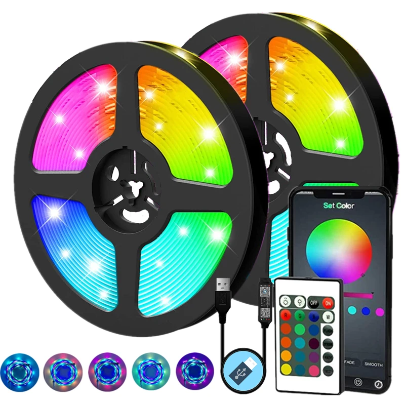 Светодиодная ленсветильник RGB 5050 WS2812B с радужным эффектом USB Bluetooth инфракрасный