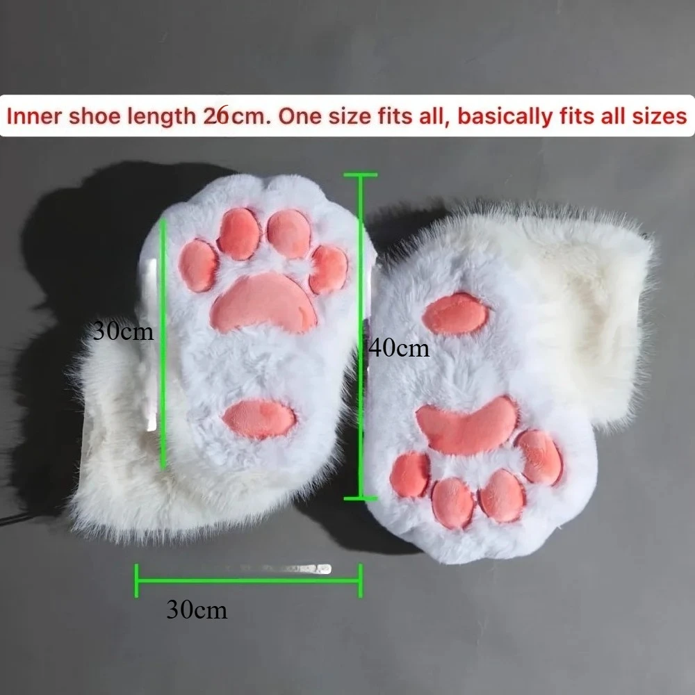 Kawaii Anime Cosplay Cat Paw Plush Booties Women's Warm Winter House Slippers Cute Gift for Comic Con Fans Furry Booties