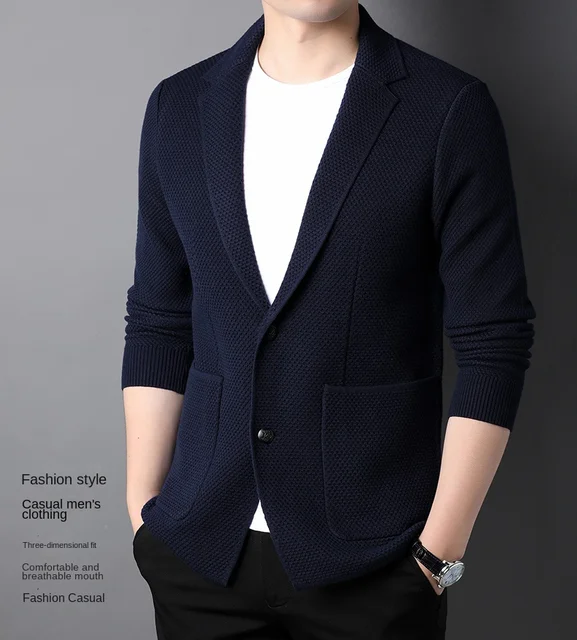 Maglione Uomo In Lana Con Bottoni - Slim Fit, Tasca, Lavorato A Maglia, Perfetto Per Autunno E Inverno - Foto 2