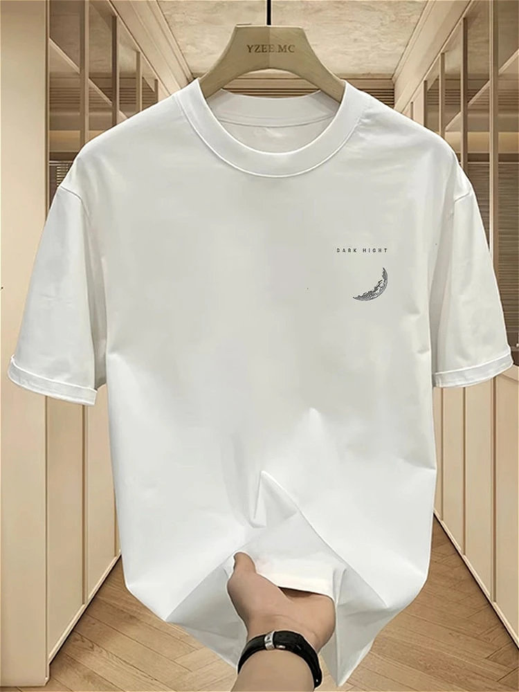 2026 순면 패션 아메리칸 쿨하고 스타일리쉬한 트렌디한 레터 프린트 티셔츠, 여름 라운드넥 캐주얼 반팔 상의