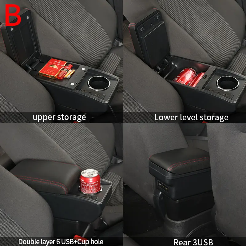 포드 피에스타 특수 차량 암레스트 박스 개조 수납 박스 포드 피에스타 3 2011-2018 센터 콘솔 차량용 액세서리 컵홀더