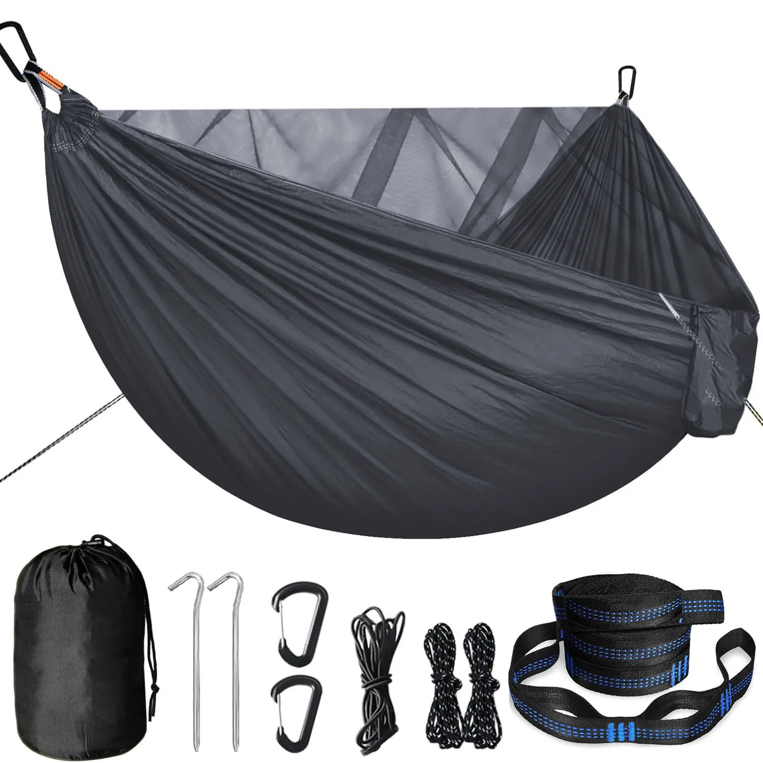 Camping hammock with mosquito net