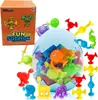 Suction Cup Toys 27 PCS Silicone Suction Bath Toys Travel Toys Window Toy for Kids Sensory Toys with Dinosaur Eggshell Storage 1