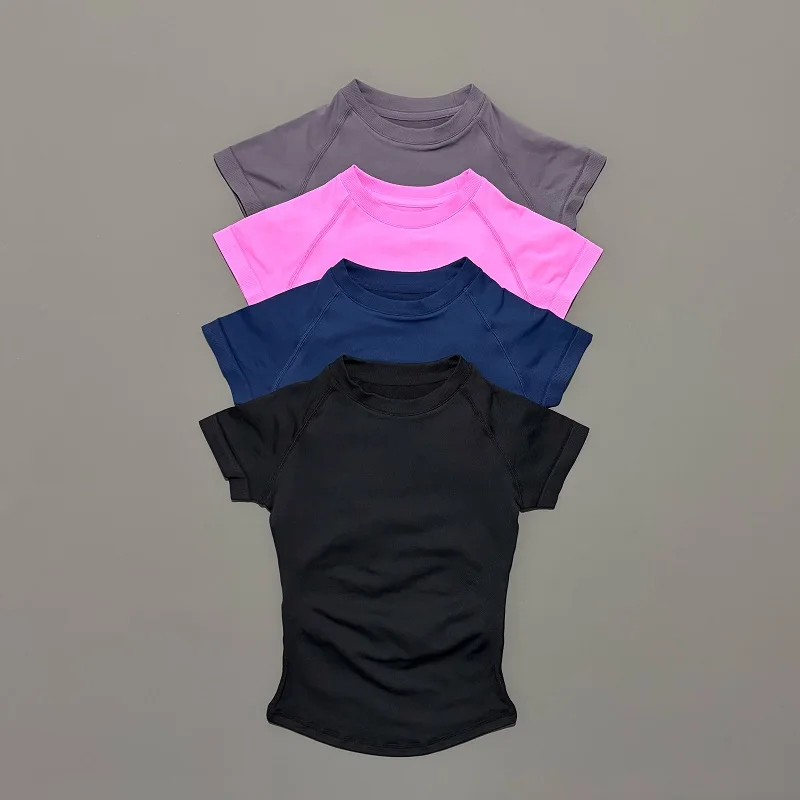 HISTELLO Sport Short Sleeve Top Seamless Yoga Leotard Clothing Women Running Sports T Shirt Workout Shirts Fitness Sports Vest
