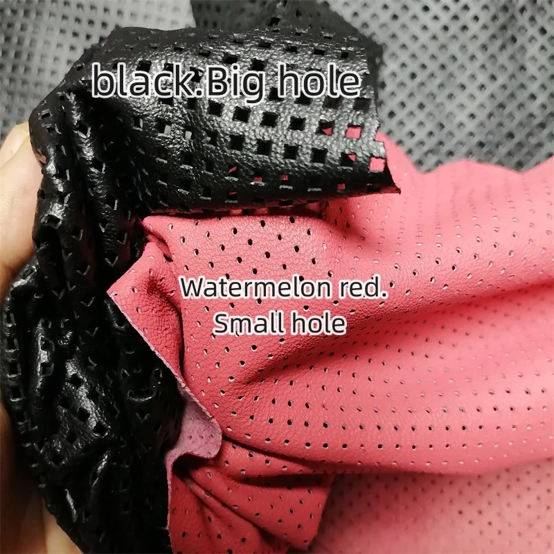 Elegant Black and Red Hollow Sheepskin Leather Fabric - Premium Handmade Material