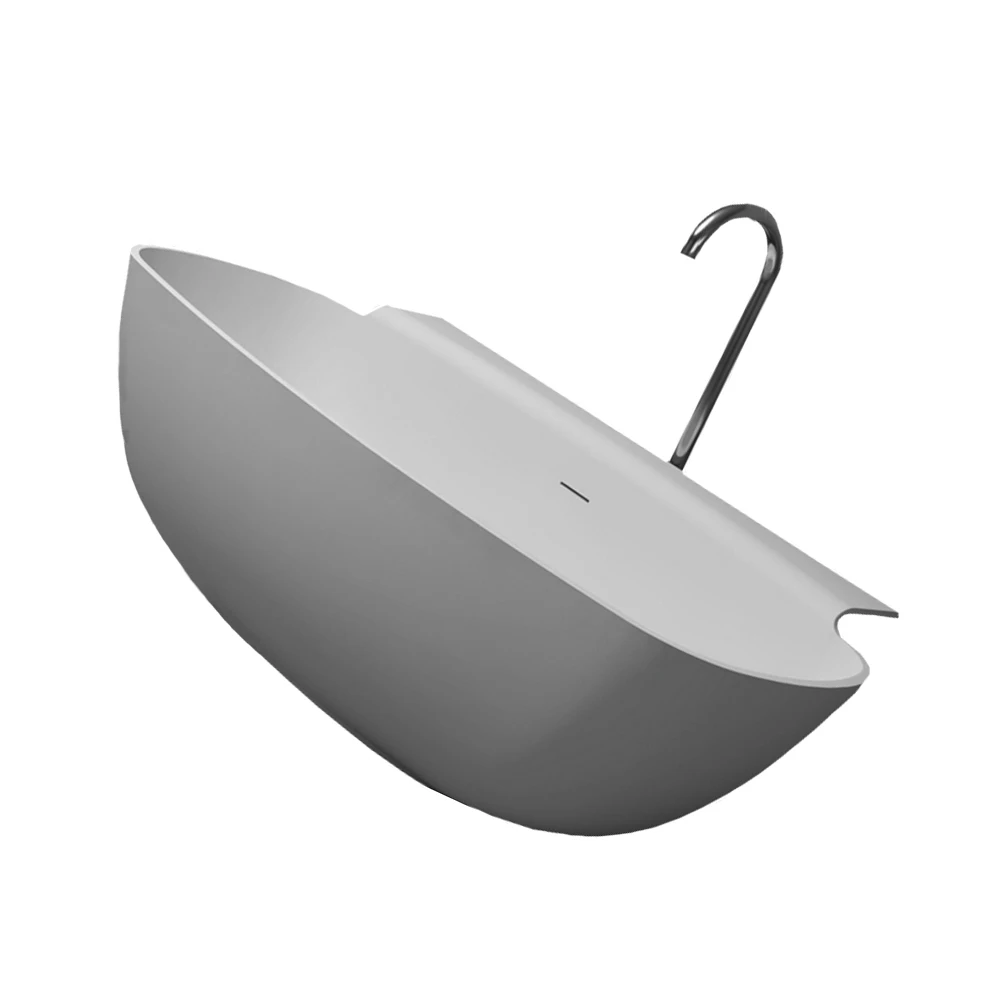 1580X820X600mm Solid Surface Stone Acrylic Bathtub Freestanding Floor Mounted Integrated Corian Tub WD021