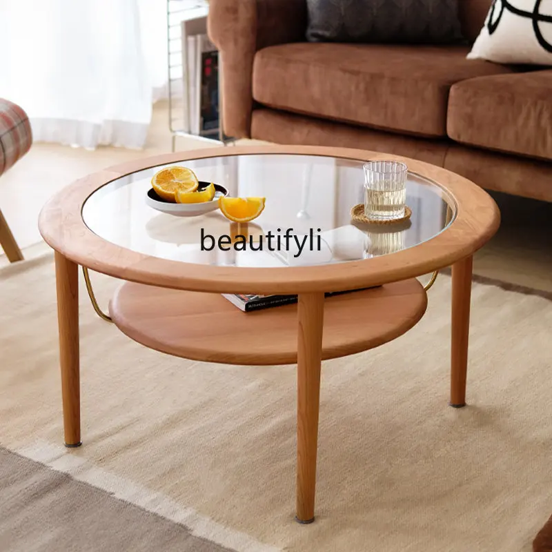 

Swing Tea Table | Japanese Retro Glass Small Apartment Rectangular Solid Wood