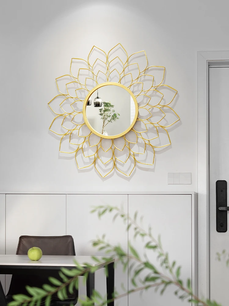 

Light luxury living room background wall decorative mirror, wall hung foyer, American style entrance background wall, mirror