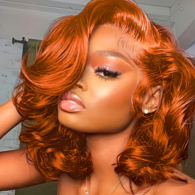 350 Ginger Orange Human Hair Wig Body Wave Pre Plucked With Baby Hair Lace Front Wigs 13x4 Ear To Ear Lace Body Wave Lace Wigs 1 4