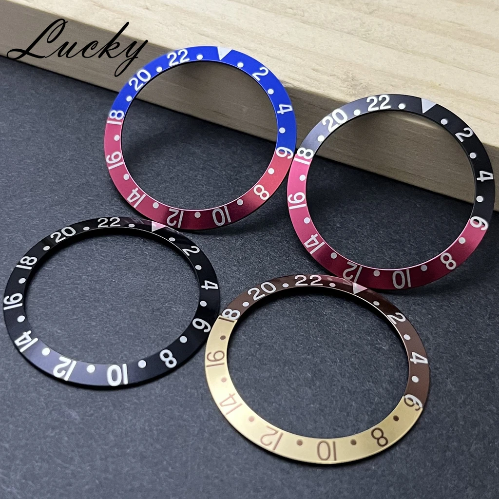 Retro Aluminum Sloping Bezel GMT & Diving Watch Insert, 38mm x 30.6mm, for 40mm Watch Face Replacement
