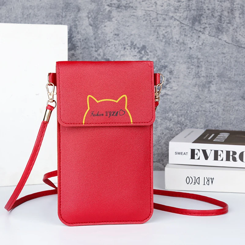 New Women's Crossbody Touch Screen Phone Wallet Retro Buckle Small Wallet 5