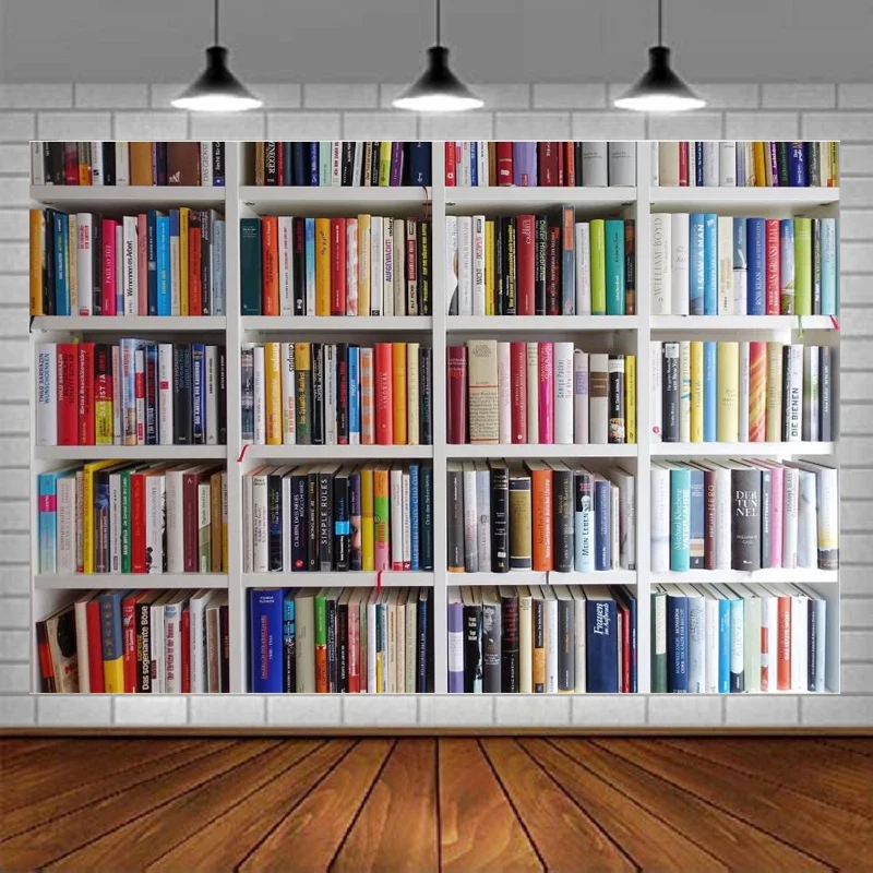 Photography Backdrop Library White Bookshelf Bookcase Filled With Books  Background For Office Video Conference Zoom Meeting - Backgrounds -  AliExpress