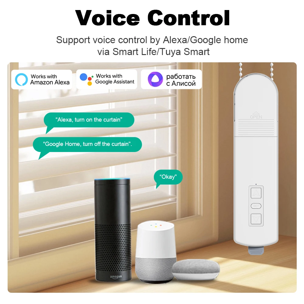 Wifi Smart DIY New Motorized Roller Blinds/Shades Drive Motor Hub Tuya Smart Life APP Google Home Voice Control Alexa