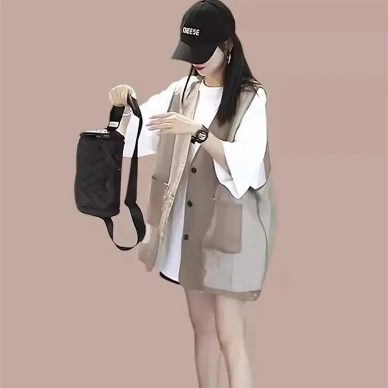 Women's Vest 2024 New Summer Thin Tank Top Sleeveless Fashionable and Fashionable Vest Wearing Sun Protection Clothes Outside WF