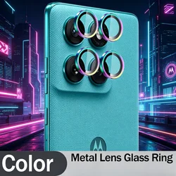 HD Metal Alloy Ring with 9H Tempered Glass Lens Protector - Premium Cover - Motorola Edge 60 Stylus (Colorful)
