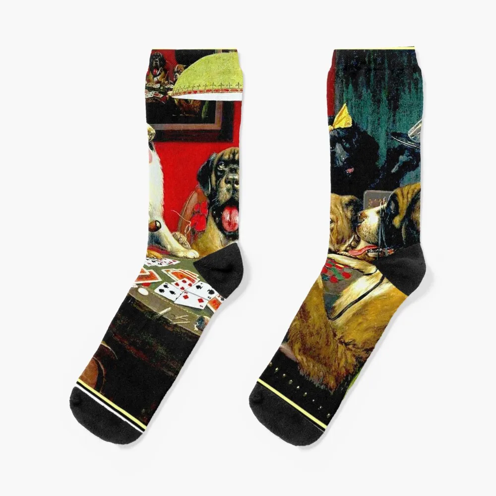 

DOGS PLAYING POKER : Vintage C M Coolidge Print Socks sports and leisure colored socks Socks For Men Women's