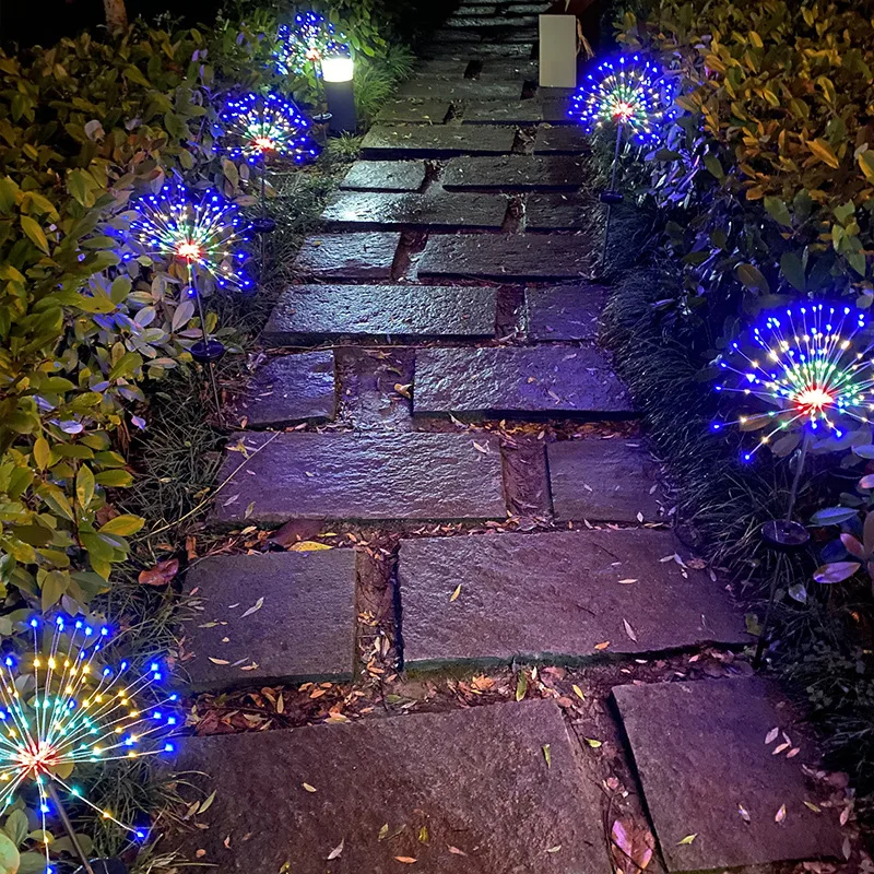 Solar Fireworks Fairy Light Waterproof Christmas Outdoor Festive DIY 90/150LED Star Lamp 8 Mode Lighting for Garden Yard Party