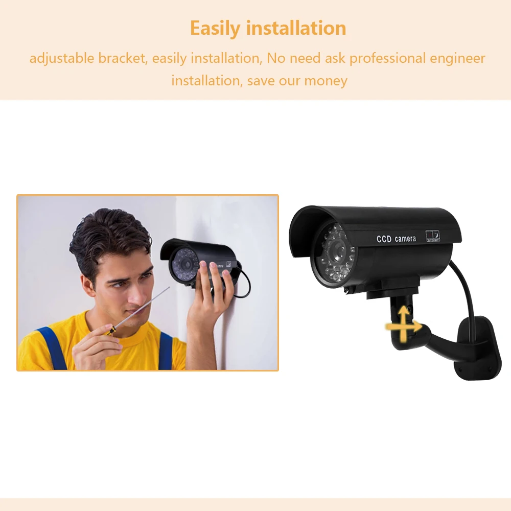 Dummy Camera Waterproof Outdoor Home Security Video Surveillance CCTV Dummy Cameras Bullet Camera With LED Light Fake